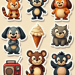 Cartoon Characters & Mascots - Sticker Sheet v5